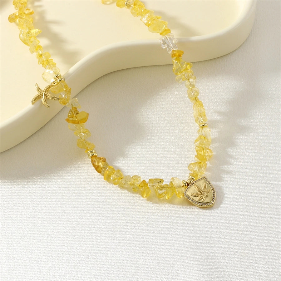 IG Style Maple Leaf Starfish Stone Copper Beaded Chain Beaded Necklaces