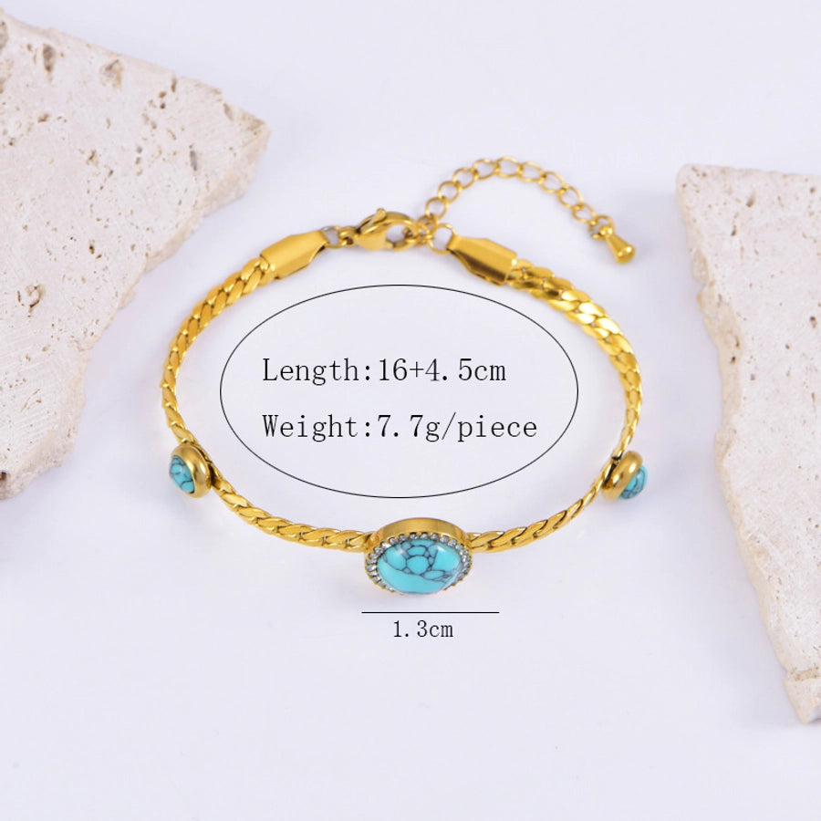 Classic Style Geometric 304 Stainless Steel Turquoise foxtail chain Bracelets In Bulk Stainless Steel Bracelets