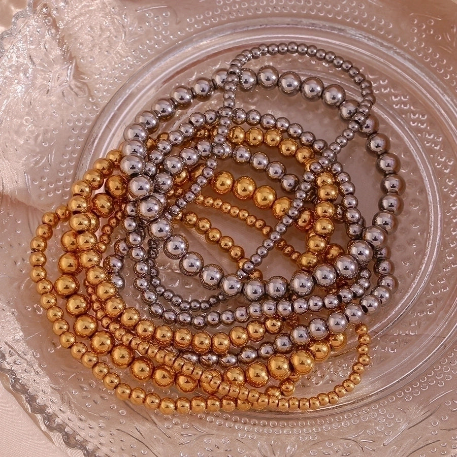 Fashion Round 304 Stainless Steel 18K Gold Plated Bracelets In Bulk