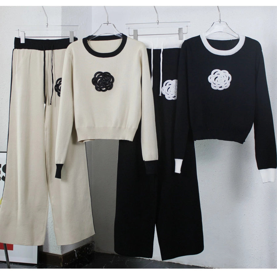 Holiday Women's Vacation Simple Style Flower Cotton Polyester Pants Sets Pants Sets