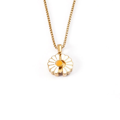 Jewelry Elegant Pastoral Daisy 304 Stainless Steel Plating Pendant Necklace