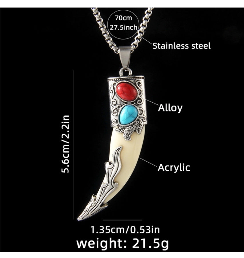 Ethnic Style Geometric 201 Stainless Steel Arylic Alloy Inlay Turquoise Unisex Pendant Necklace