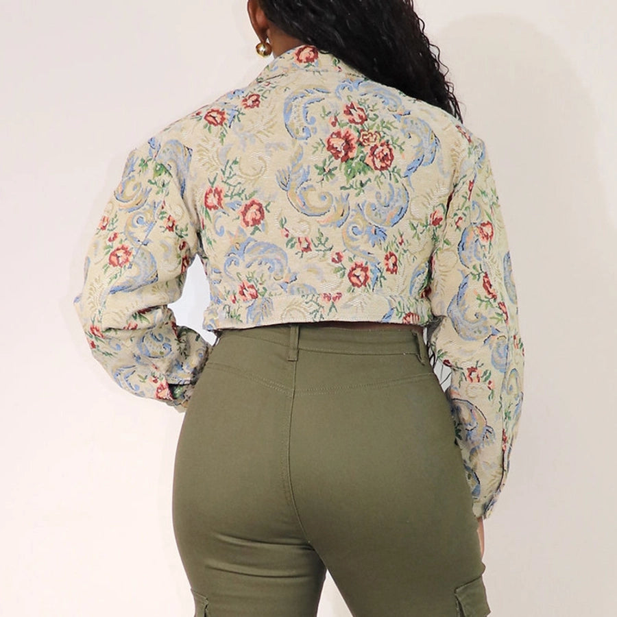 Women's Streetwear Flower Single Breasted Coat