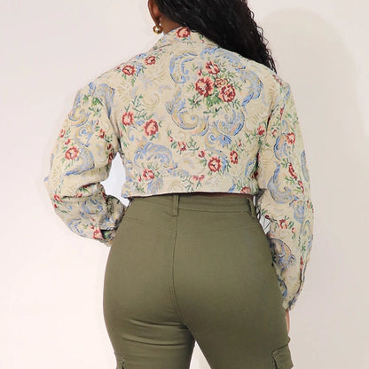 Women's Streetwear Flower Single Breasted Coat