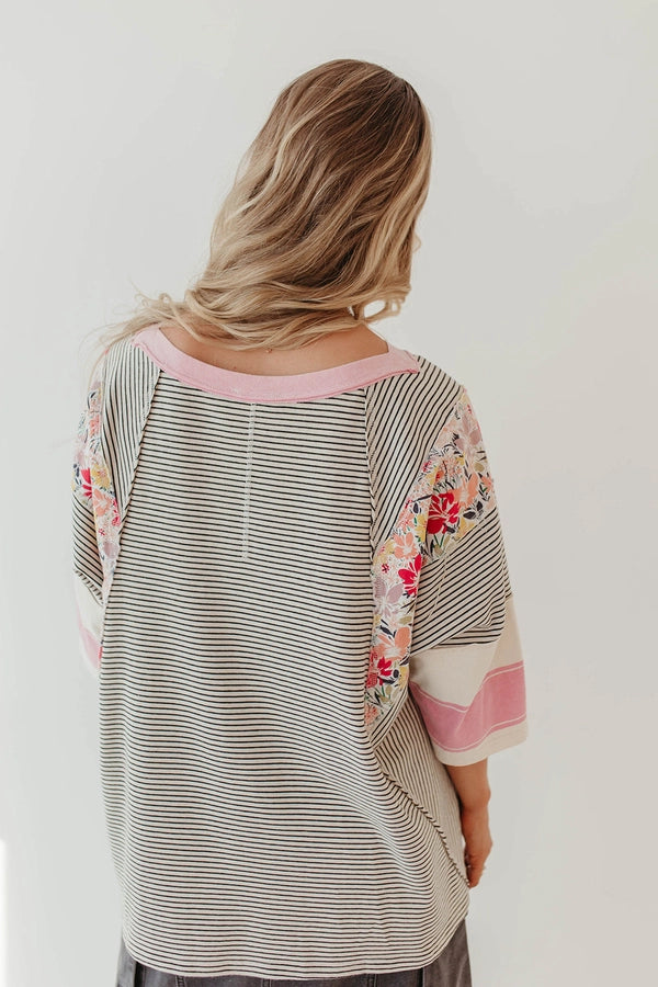 Hoodies & Sweatshirts 3/4 Length Sleeve Casual Streetwear Color Block Stripe