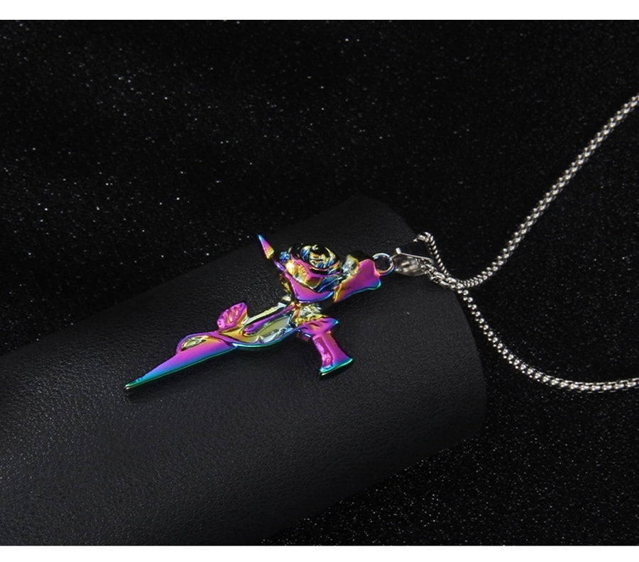 Hip-Hop Cross Rose Alloy Unisex Pendant Necklace
