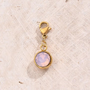 Pink White Lucky Stone Lobster Buckle Pendant (Gold)