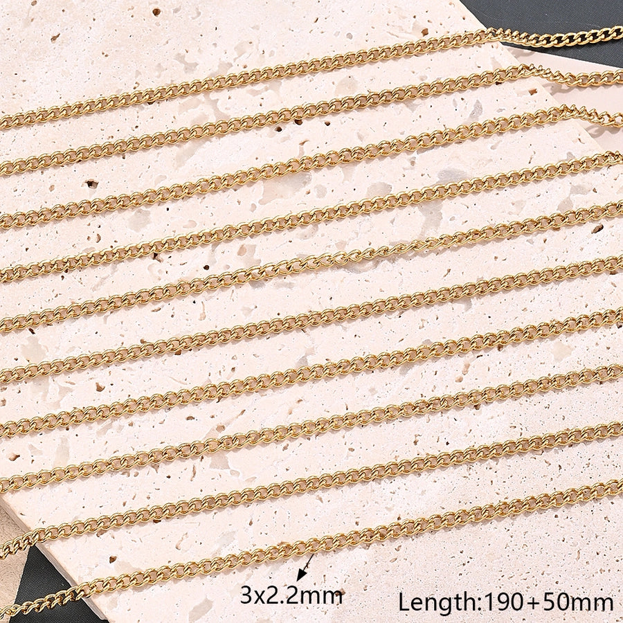 10 Strands/Package 304 Stainless Steel 18K Gold Plated cable chain snake chain figaro chain Polished Length: 170 50mm Length: 190 50mm Length:230+50mm Jewelry Accessories