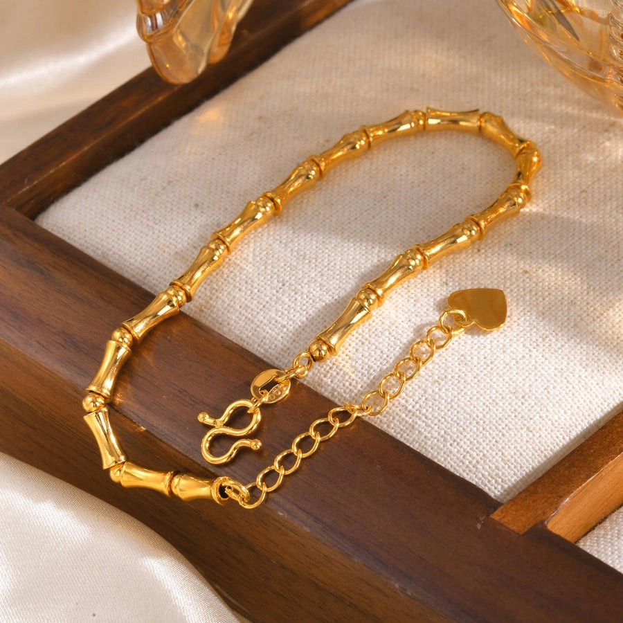 Jewelry Simple Style Bamboo Copper 18K Gold Plated Bracelets