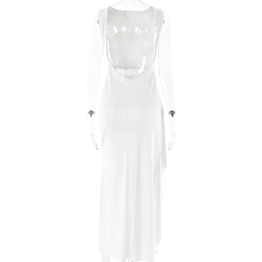 Women's Slit Dress Elegant Sexy Round Neck Backless Sleeveless Solid Color Maxi Long Dress Holiday Cocktail Party
