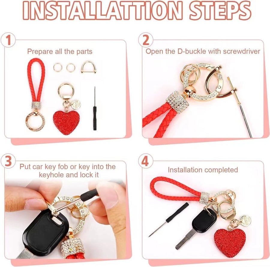 hot sale women's car keychain full diamond peach heart key chain Valentine's Day love keychain bag pendant