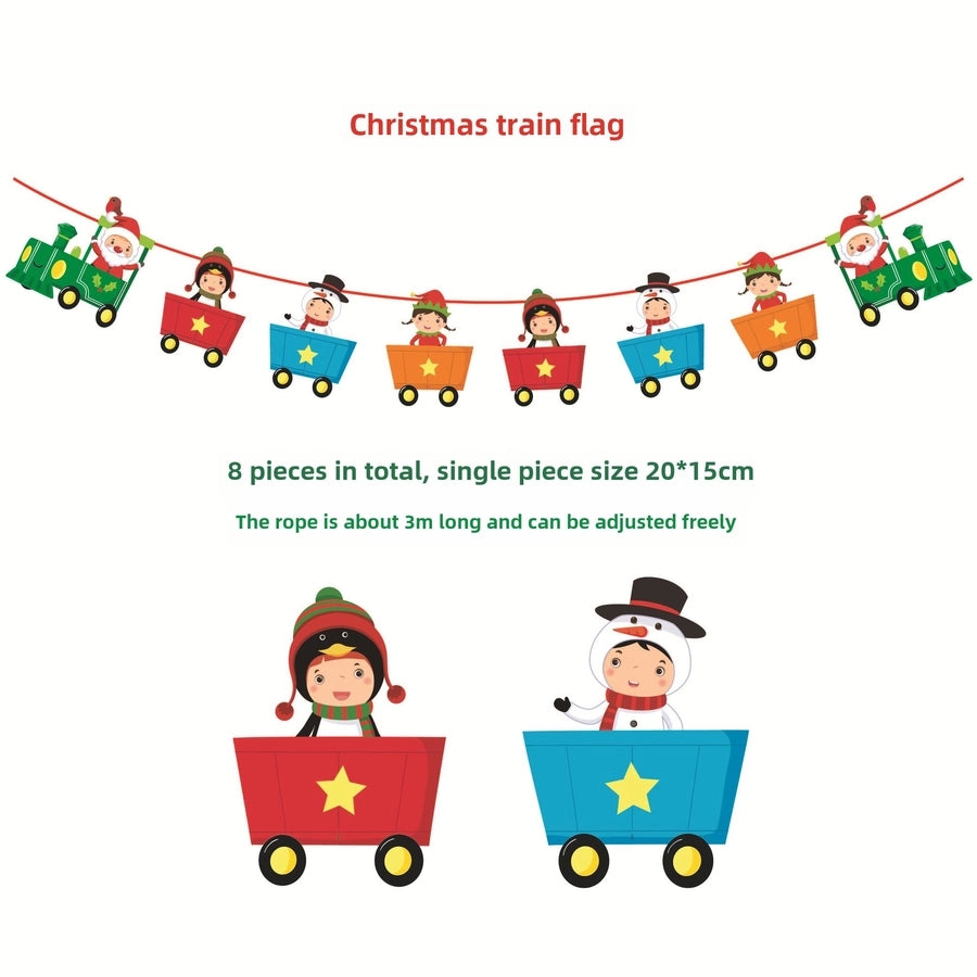Christmas Paper Flag Christmas Window Hotel Scene Decoration Flag  Santa Claus Flag