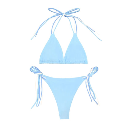 Women's Solid Color 2 Pieces Set Bikinis Swimwear