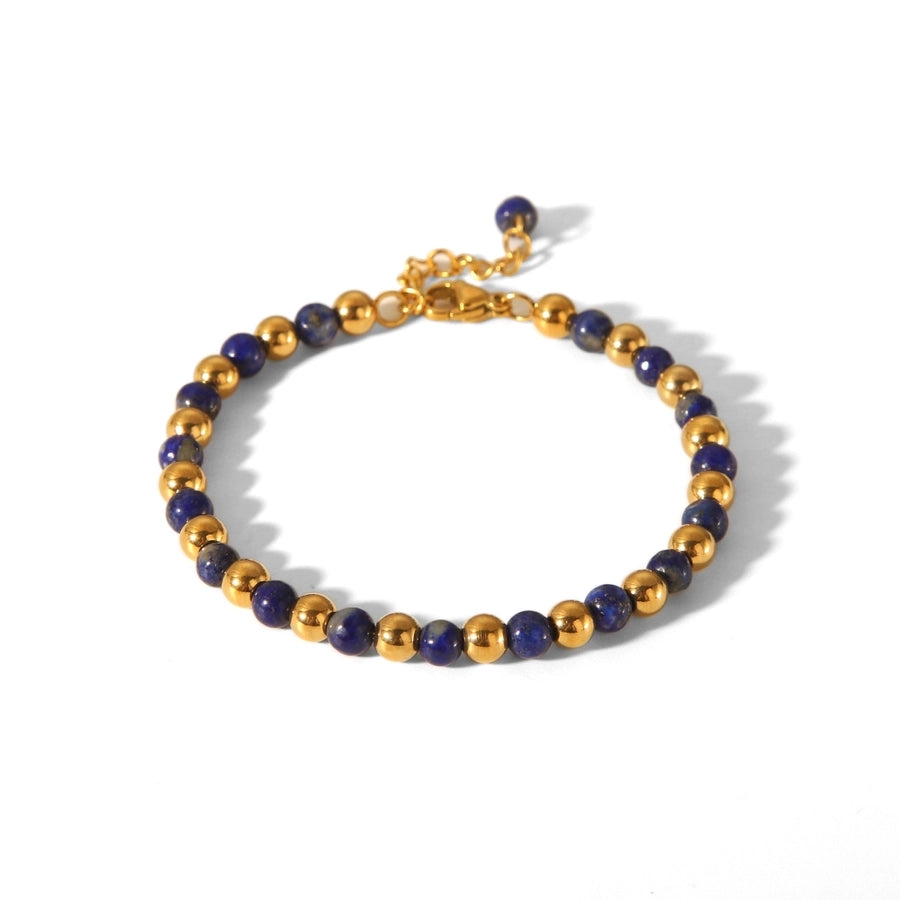 Chinoiserie Modern Style Korean Style Geometric 201 Stainless Steel natural stone Bracelets In Bulk Natural Stone Bracelet