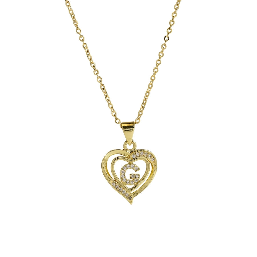 Brass cable chain Plating Letter Heart Shape Pendant Necklace
