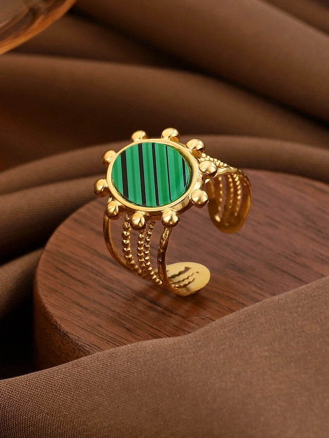 Jewelry Classical Exaggerated Simple Style Devil's Eye Oval Watermelon 316L Stainless Steel  Resin Adjustable Ring