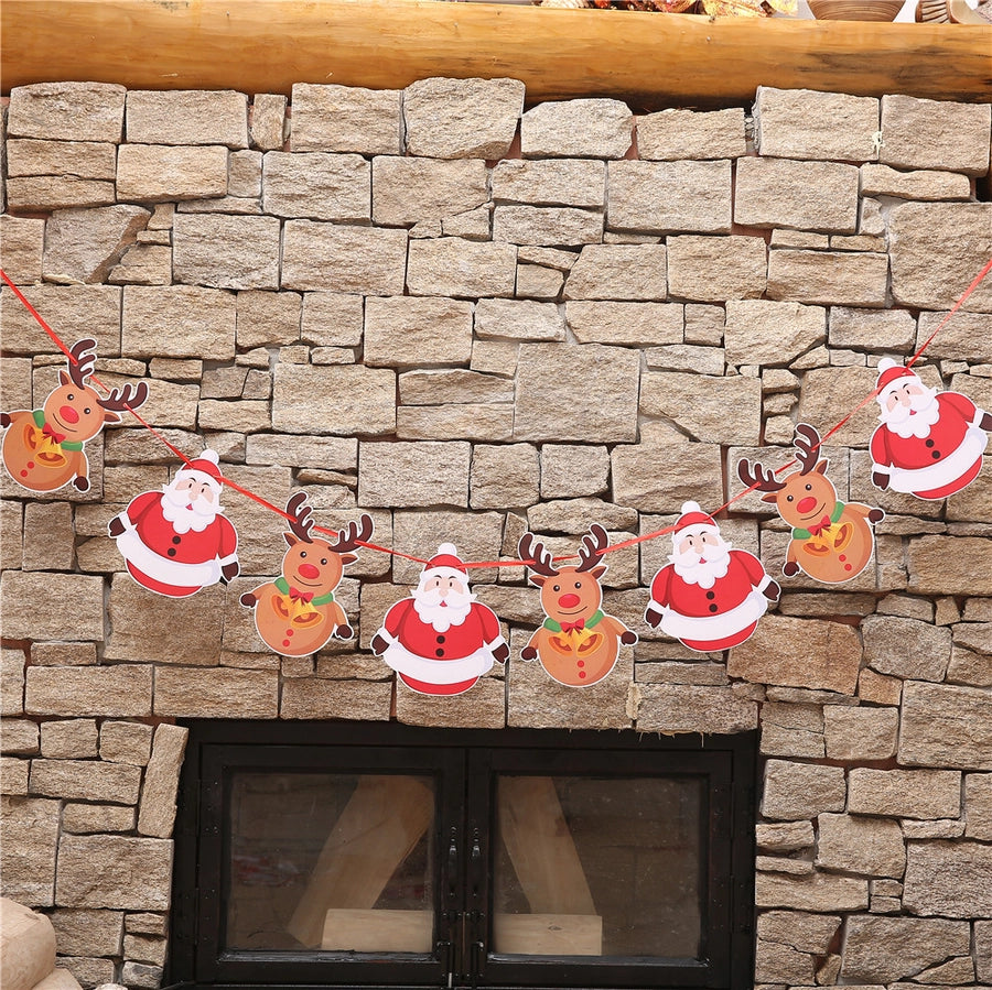 Christmas Paper Flag Christmas Window Hotel Scene Decoration Flag  Santa Claus Flag