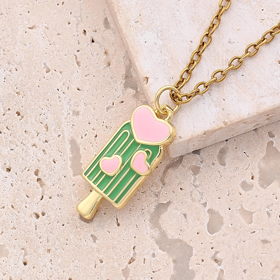 1 Pc/Package 22.5x10mm 23.5x10mm Hole 3~3.9mm Copper 18K Gold Plated Ice Cream Ice Cream Polished Pendant Jewelry Accessories