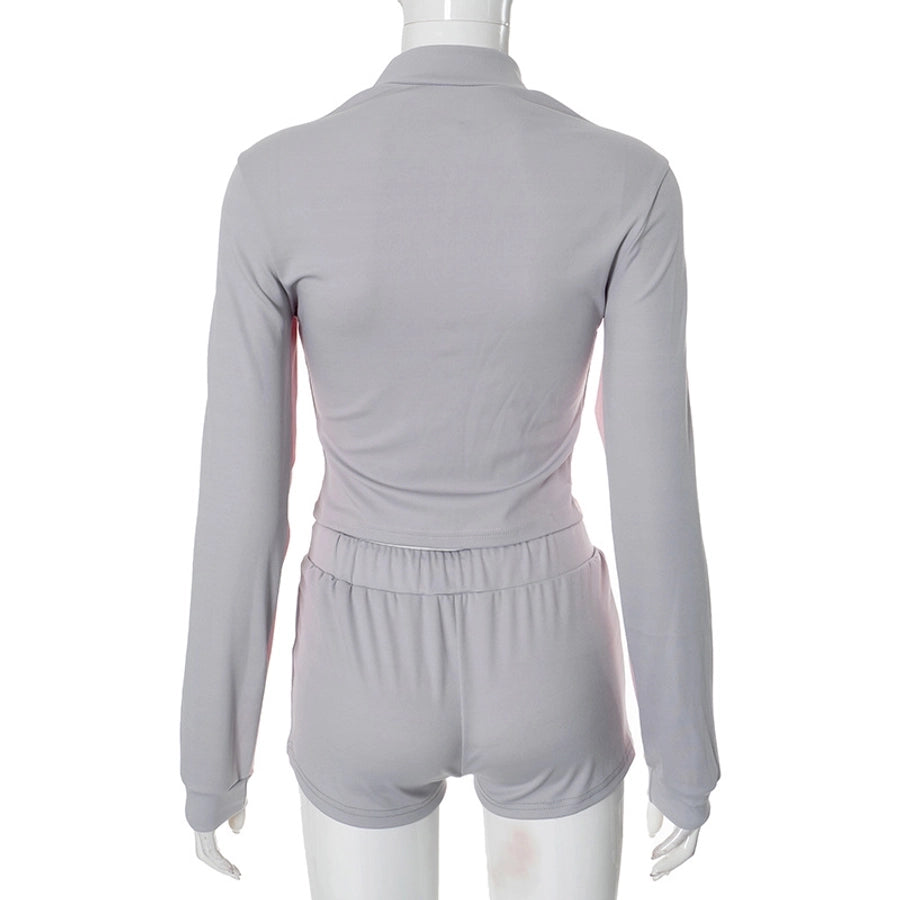 Daily Women's Streetwear Contrast Collar Spandex Polyester Twilled Satin Shorts Sets Shorts Sets