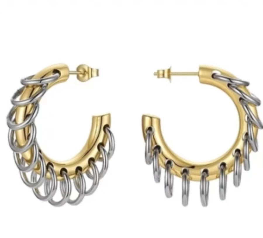 1 Pair Vintage Style Exaggerated Geometric chain Copper Earrings