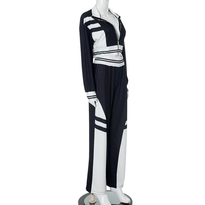 Daily Women's Streetwear Color Block Spandex Polyester Twilled Satin Pants Sets Pants Sets