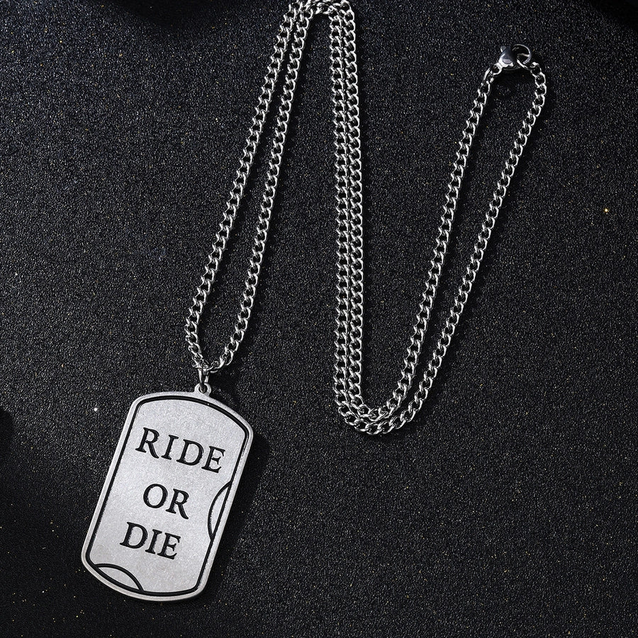 Simple Style Letter Rectangle 304 Stainless Steel Men's Pendant Necklace