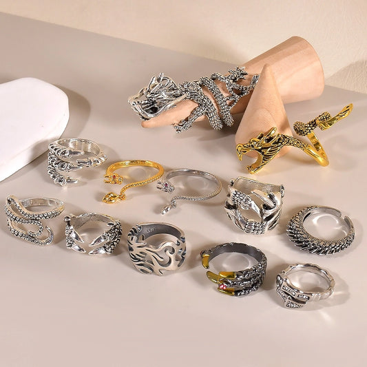 Casual Dragon Alloy Plating Diamond Unisex Rings