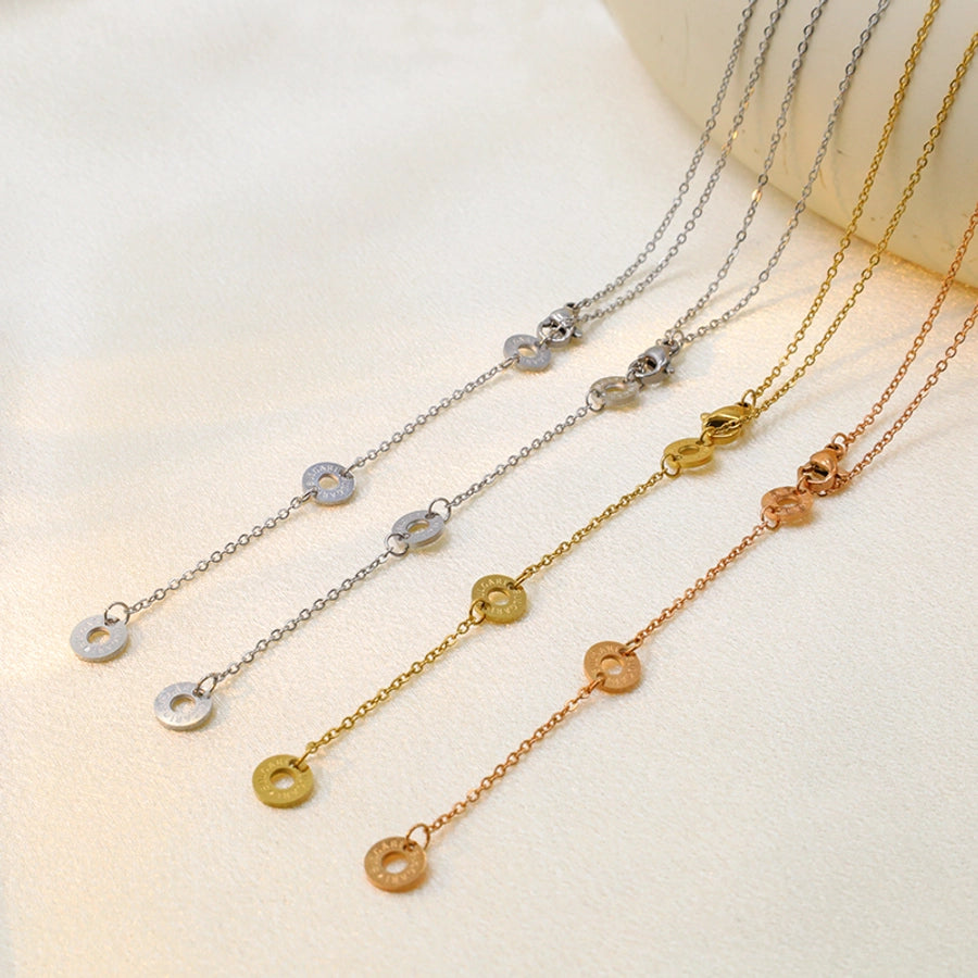 Jewelry Simple Style Round Titanium Steel Plating Pendant Necklace