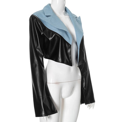 Women's Streetwear Color Block Zipper Coat Casual Jacket