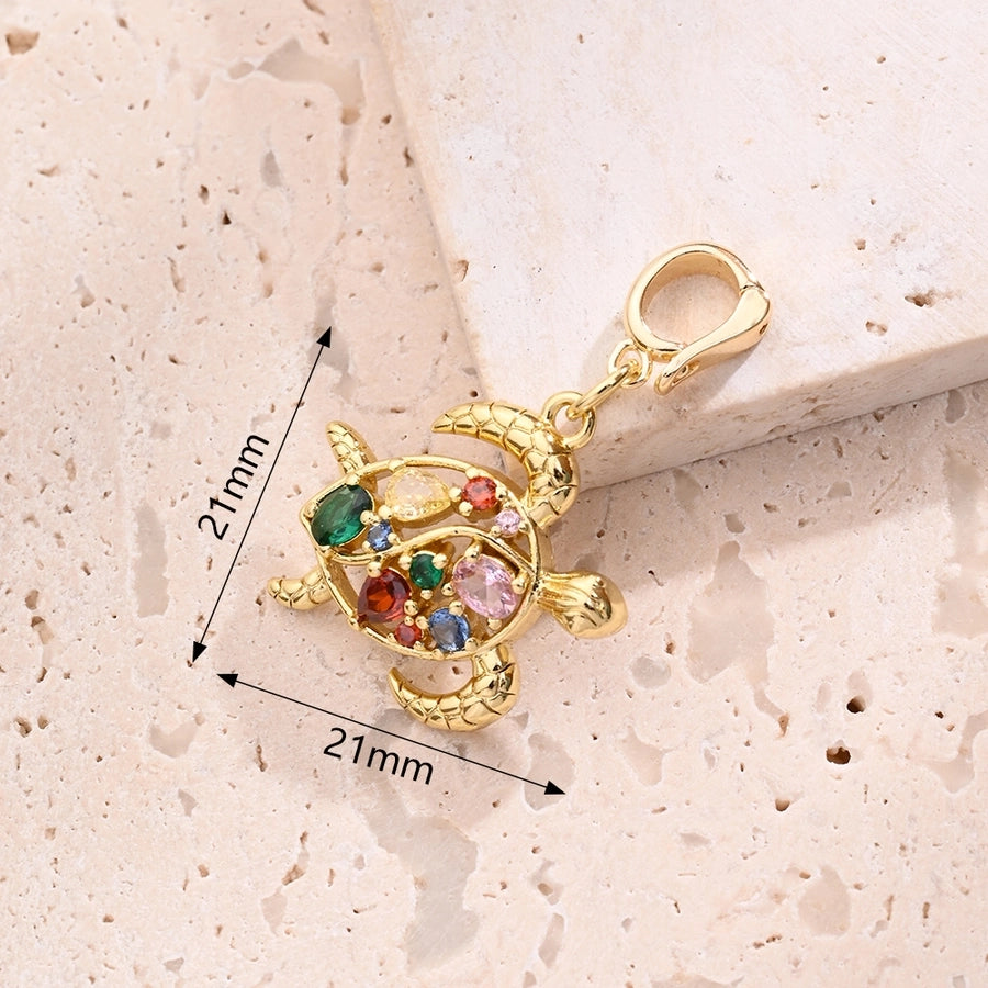1 Pc/Package 14x14mm 18x14mm 21x21mm 5.5x4mm Copper Zircon 18K Gold Plated Tortoise Dog Moon Polished Pendant Jewelry Accessories