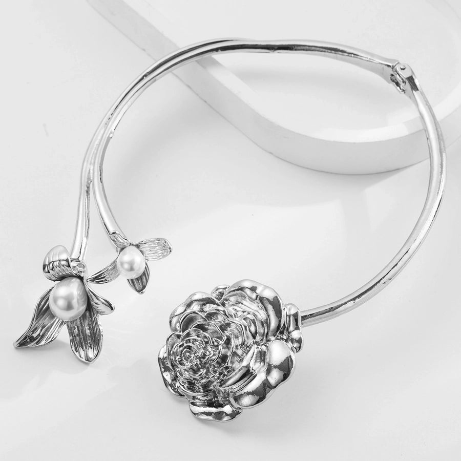 Elegant Glam Flower Pearl Alloy  Choker