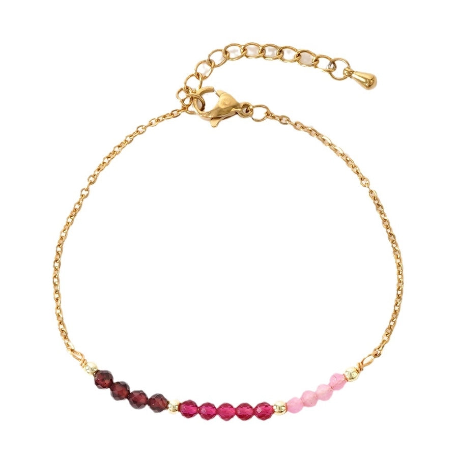 Simple Style Round 304 Stainless Steel natural stone Copper Beaded Chain cable chain Bracelets In Bulk Stainless Steel Bracelets