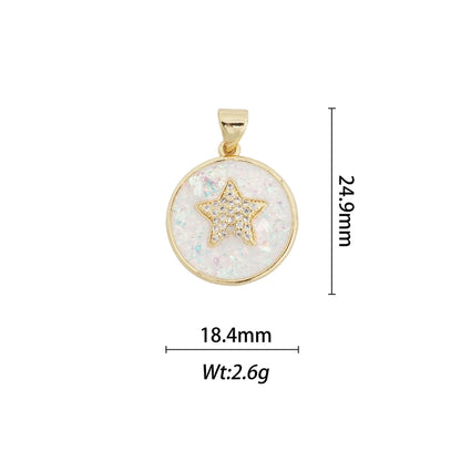 1 Piece Copper Zircon Geometric Star Pendant