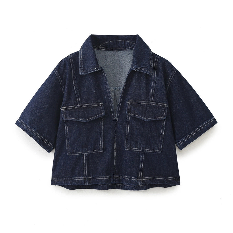 Daily Women's Simple Style Classic Style Solid Color Denim Pocket Skirt Sets Skirt Sets