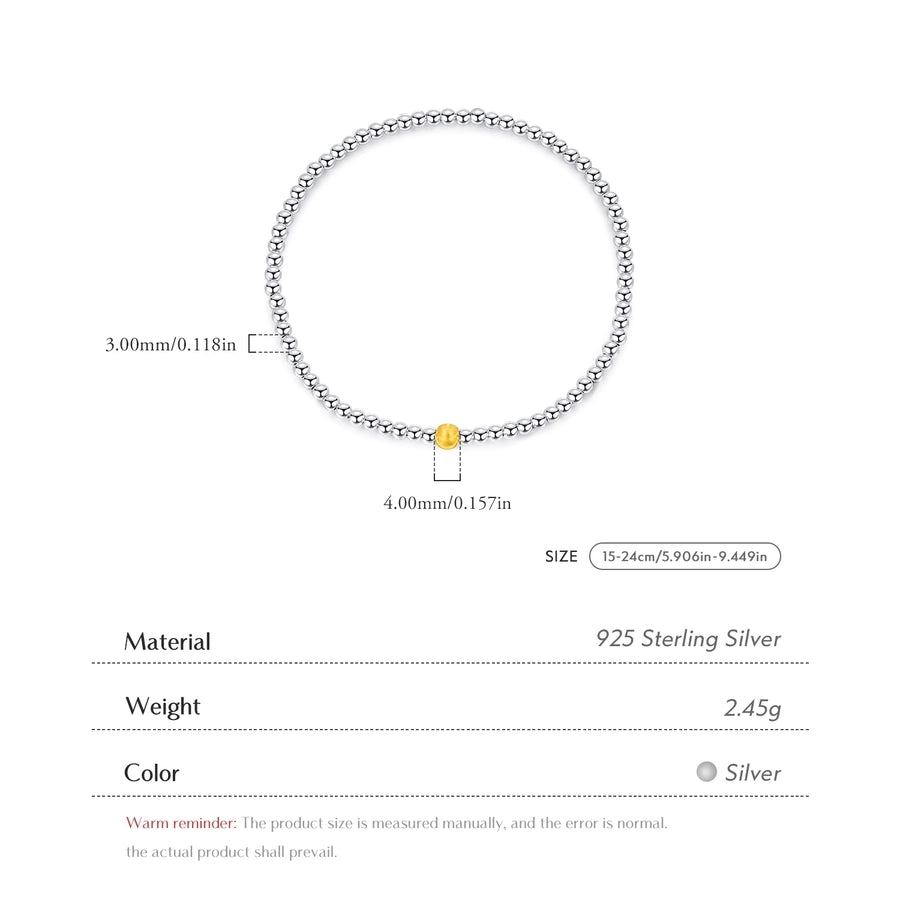 925 Sterling Silver ball chain Bracelets IG Style Simple Style