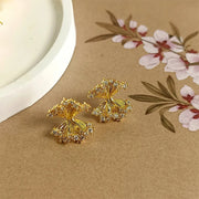 Pleated Gold-plated Fan-shaped Earrings