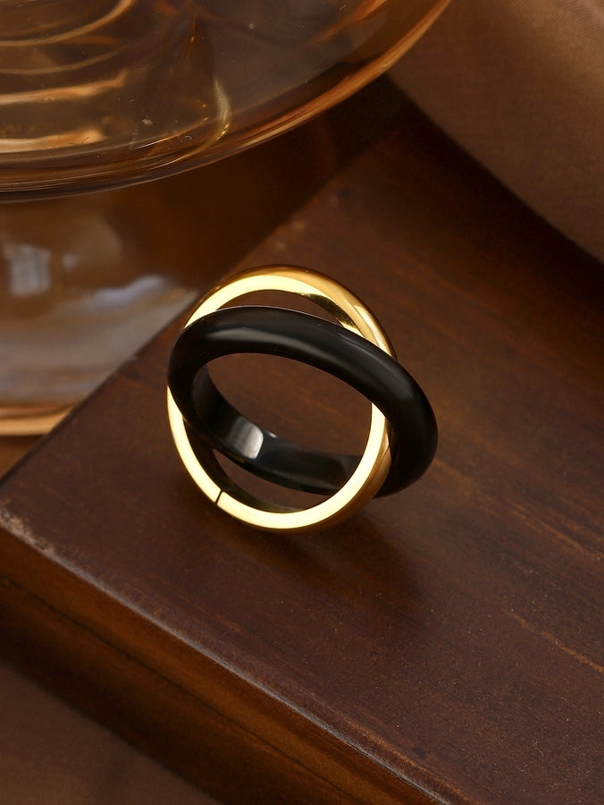 Jewelry Classical Exaggerated Simple Style Devil's Eye Oval Watermelon 316L Stainless Steel  Resin Adjustable Ring