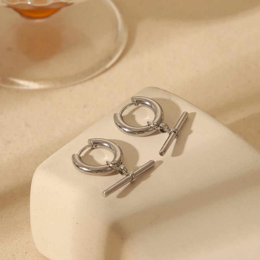 1 Pair Retro Luxurious Commute T shape Geometric Solid Color Plating 304 Stainless Steel 18K Gold Plated Drop Earrings