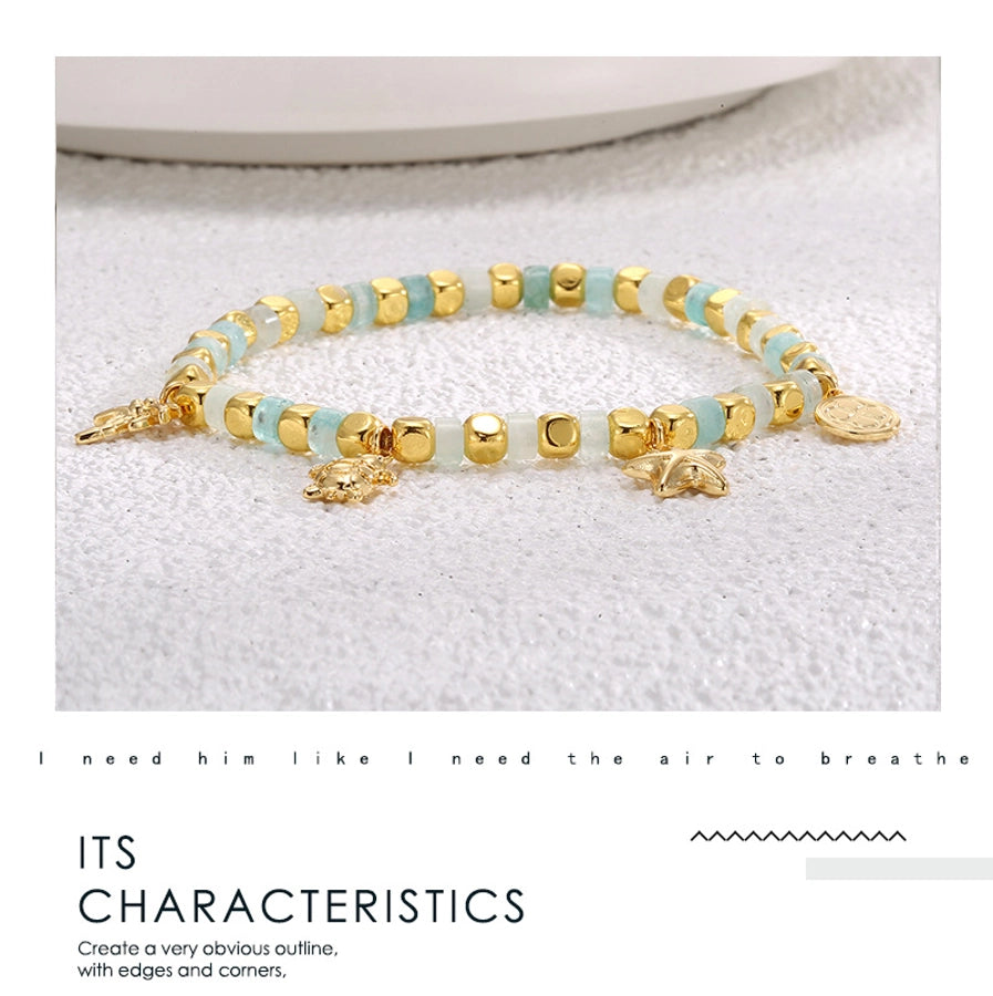 Jewelry Simple Style Tortoise Coconut Tree Starfish Copper Beaded Bracelets