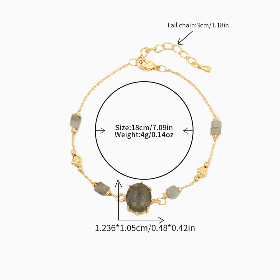 Jewelry Simple Style Irregular Oval natural stone Copper Natural Stone Inlay Bracelets