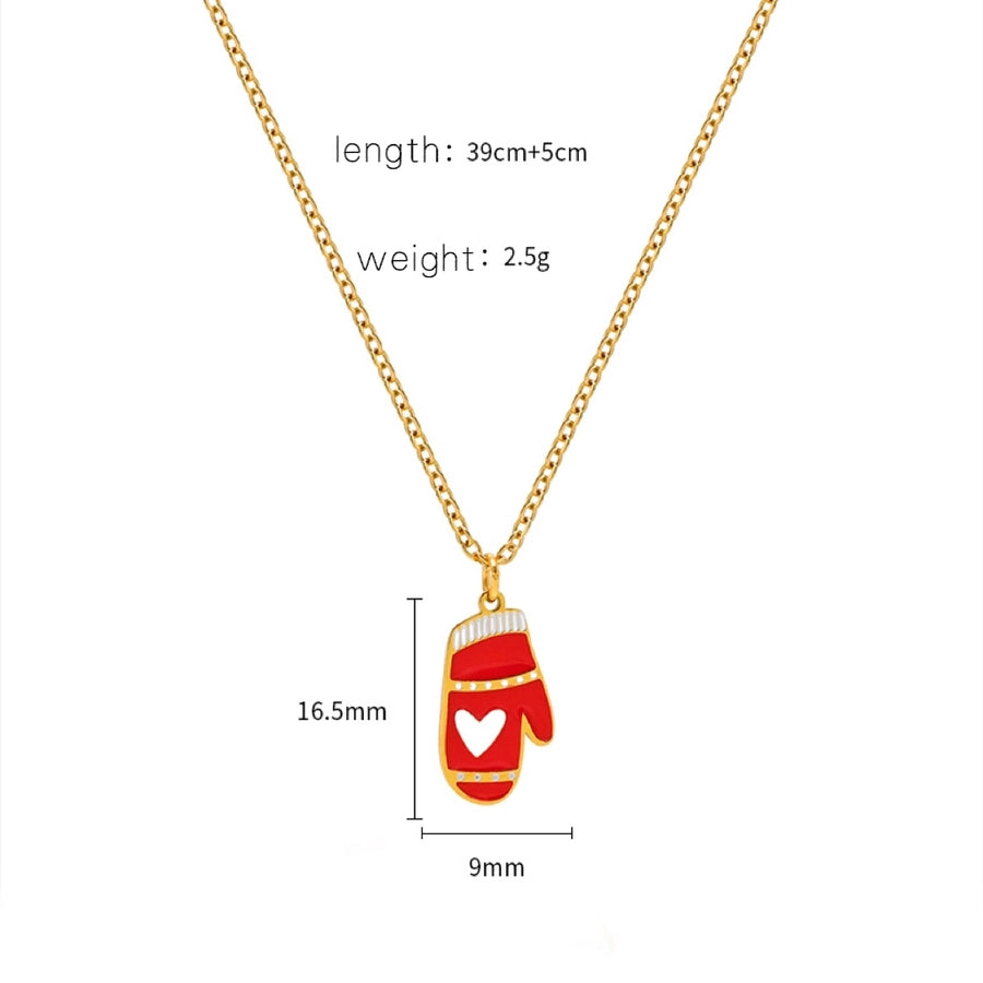 Jewelry Cute Christmas Hat Christmas Tree Christmas Socks Titanium Steel 18K Gold Plated Plating Pendant Necklace