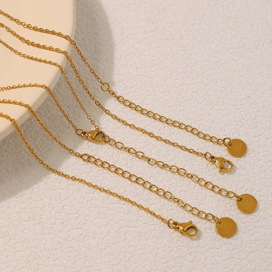 Jewelry IG Style Vacation French Style Round 304 Stainless Steel Artificial Pearls Zircon 18K Gold Plated Pendant Necklace