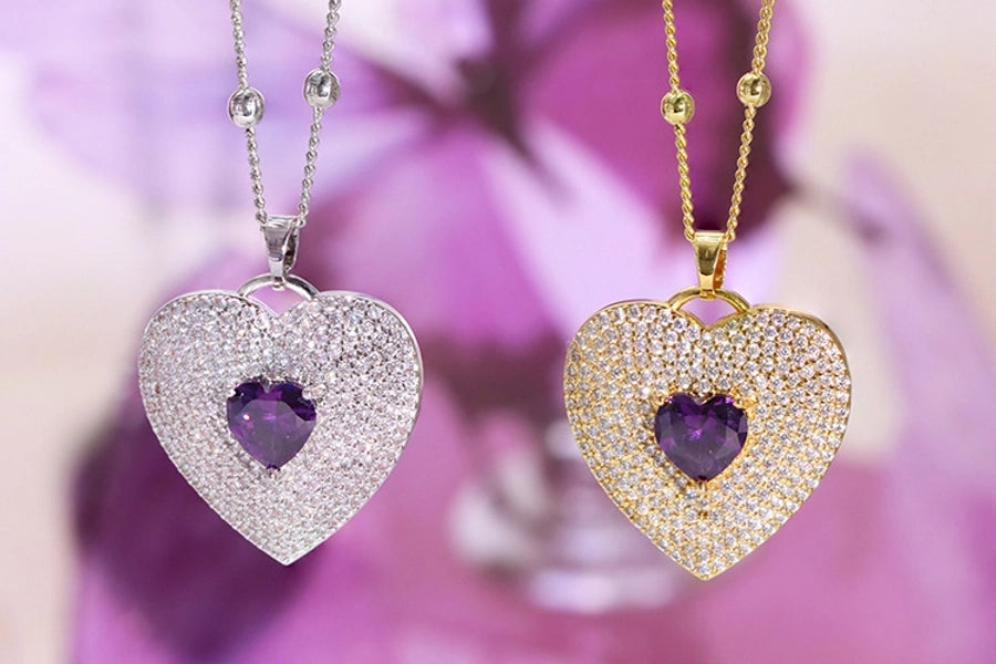 Jewelry Vintage Style Classic Style Heart Shape Copper Zircon Plating Pendant Necklace