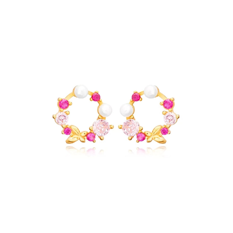 1 Pair Casual Elegant Geometric Copper Zircon Drop Earrings Ear Studs