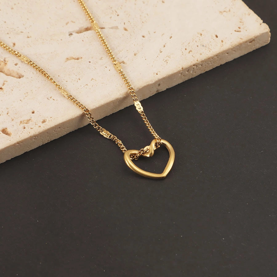 Jewelry Simple Style Classic Style Heart Shape 304 Stainless Steel Plating Pendant Necklace