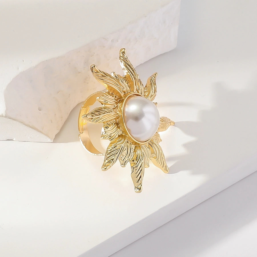 Elegant Classic Style Flower Alloy Women's Adjustable Ring Rings