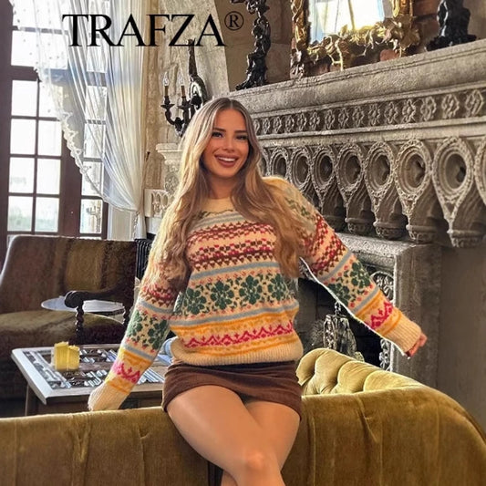 Women's Sweater Long Sleeve Sweaters & Cardigans Streetwear Flower