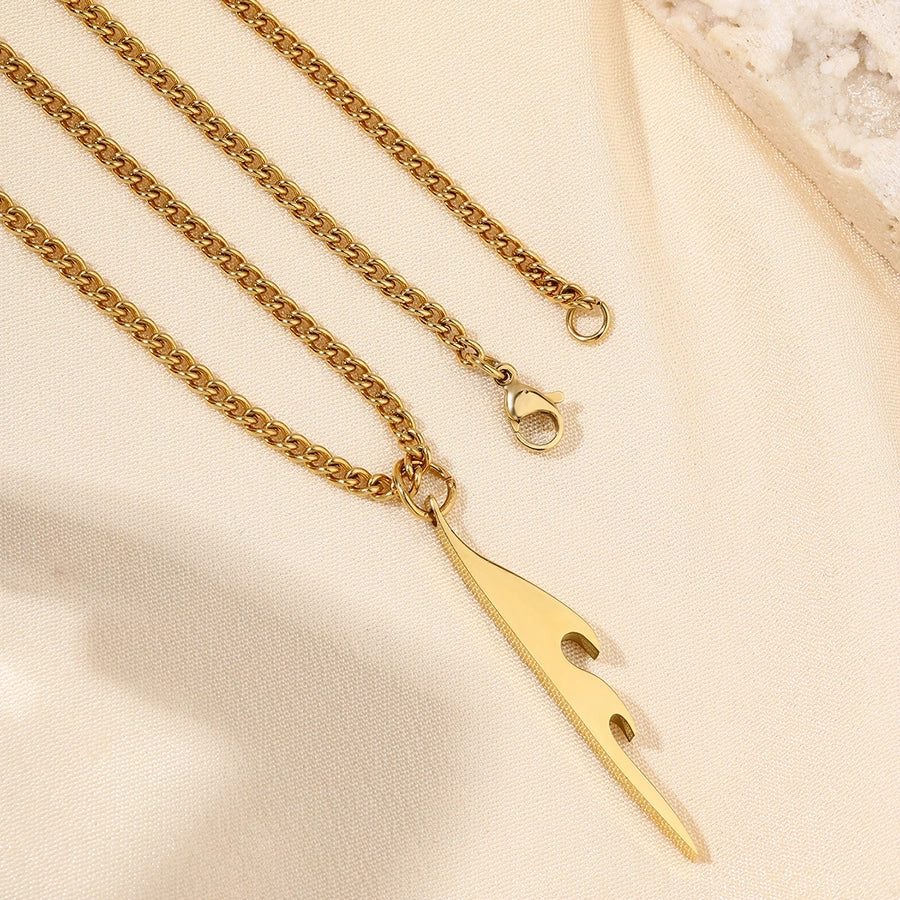 Jewelry Casual Round 304 Stainless Steel 18K Gold Plated Pendant Necklace