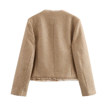 Women's Preppy Style Solid Color Single Breasted Coat Woolen Coat