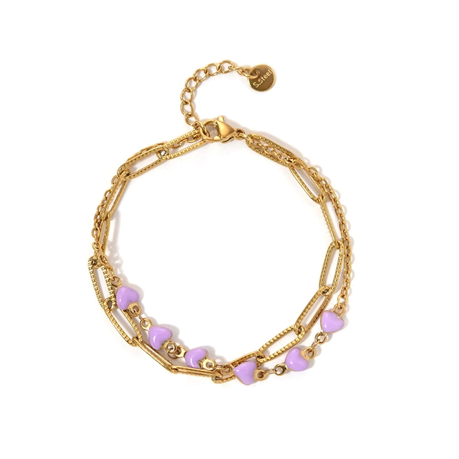 Modern Style Sweet Simple Style Star Heart Shape Shell 304 Stainless Steel 14K Gold Plated Paperclip Chain Bracelets In Bulk Stainless Steel Bracelets